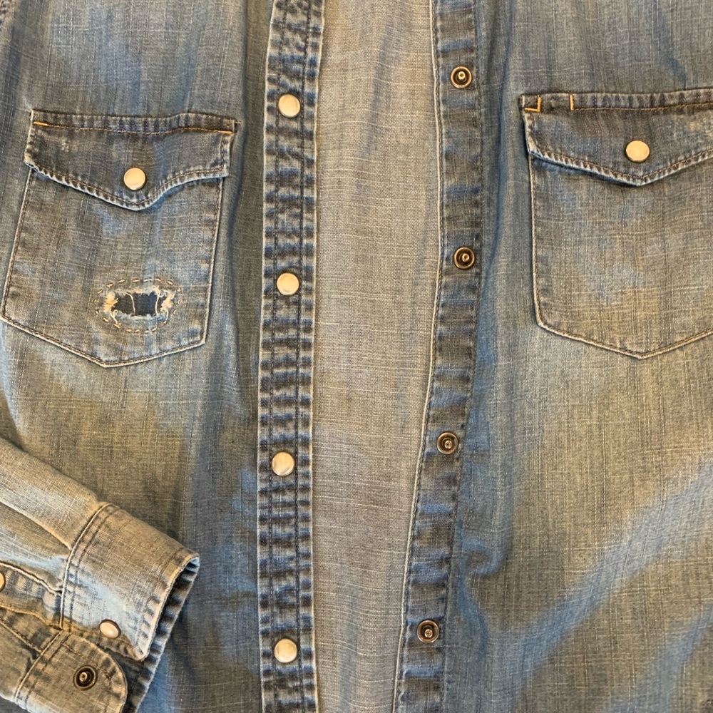 American Eagle Denim Long Sleeve Top - Picture 4 of 5